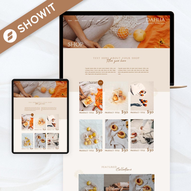 Showit Shop Template Add-on Shopify Shop Addon for Coaches, Photography Website, Boho Website Template, Showit Template image 1