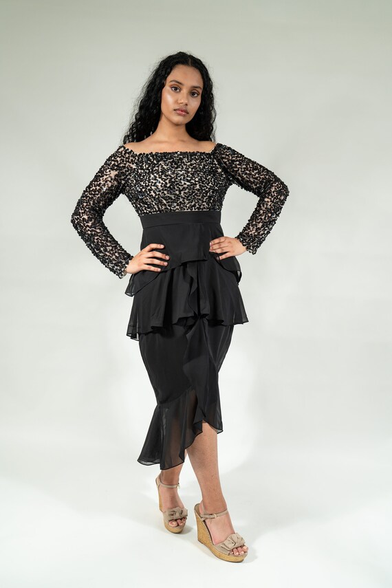 BLACK SEQUIN DRESS Ruffle Dress Pattern 