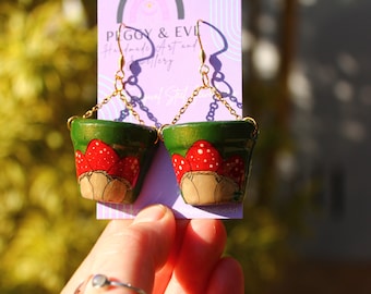 Hand Painted 3cm Terracotta 1/2 pot earrings