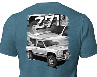 OBS K1500 4x4 Z71 White Regular Cab Short-Sleeve Unisex T-Shirt | Chevrolet, GMC