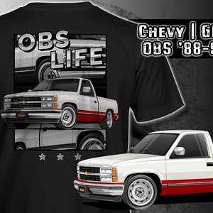 OBS Life Chevy, GMC ’88-98 C1500 Lowered Silver/Maroon Single Cab Unisex T-Shirt