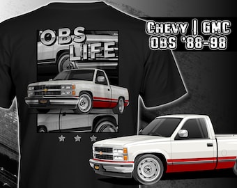 OBS Life Chevy, GMC ’88-98 C1500 Lowered Silver/Maroon Single Cab Unisex T-Shirt