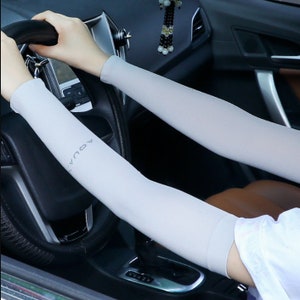 1 pair Unisex Cooling UPF 50 UV Protection Arm Sleeves for Men and Women White color only image 4