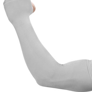 1 pair Unisex Cooling UPF 50 UV Protection Arm Sleeves for Men and Women White color only image 7