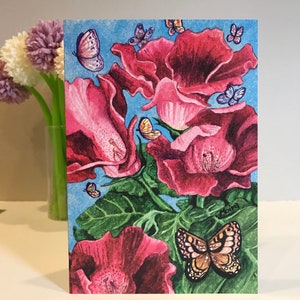 Lot de 7 | Lot de cartes de voeux fleurs variées | Lot de 7 cartes | carte papillon | Carte Oiseau