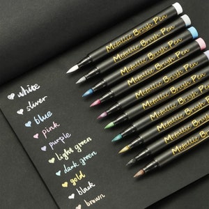 Lot de 10 marqueurs métalliques de qualité supérieure ou lot de 2 or et argent, fabrication de cartes à faire soi-même, peinture rupestre, carnet d'artisanat, scrapbooking