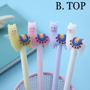 Cute Set of 4 Llama or sheep 0.5mm Black Gel Ink Pen with Personalized Card Holder