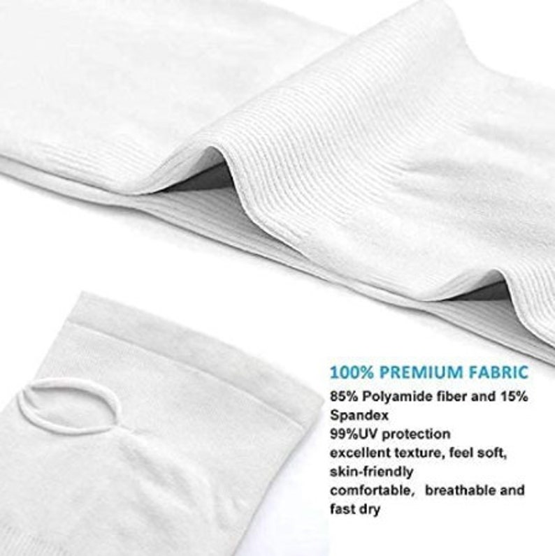 1 pair Unisex Cooling UPF 50 UV Protection Arm Sleeves for Men and Women White color only image 9