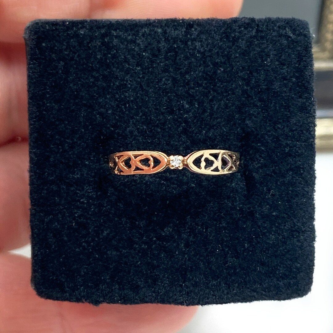 10K Yellow Gold Triple Cross Ring With Genuine Diamond Accent - Faith Jewelry