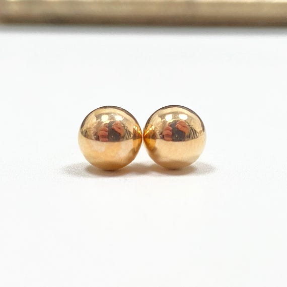 10k Solid Yellow Gold Hollow 5.8mm Ball Stud Earrings (.31g)