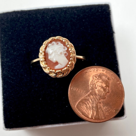 10k Solid Yellow Gold Carved Shell Cameo Estate R… - image 3