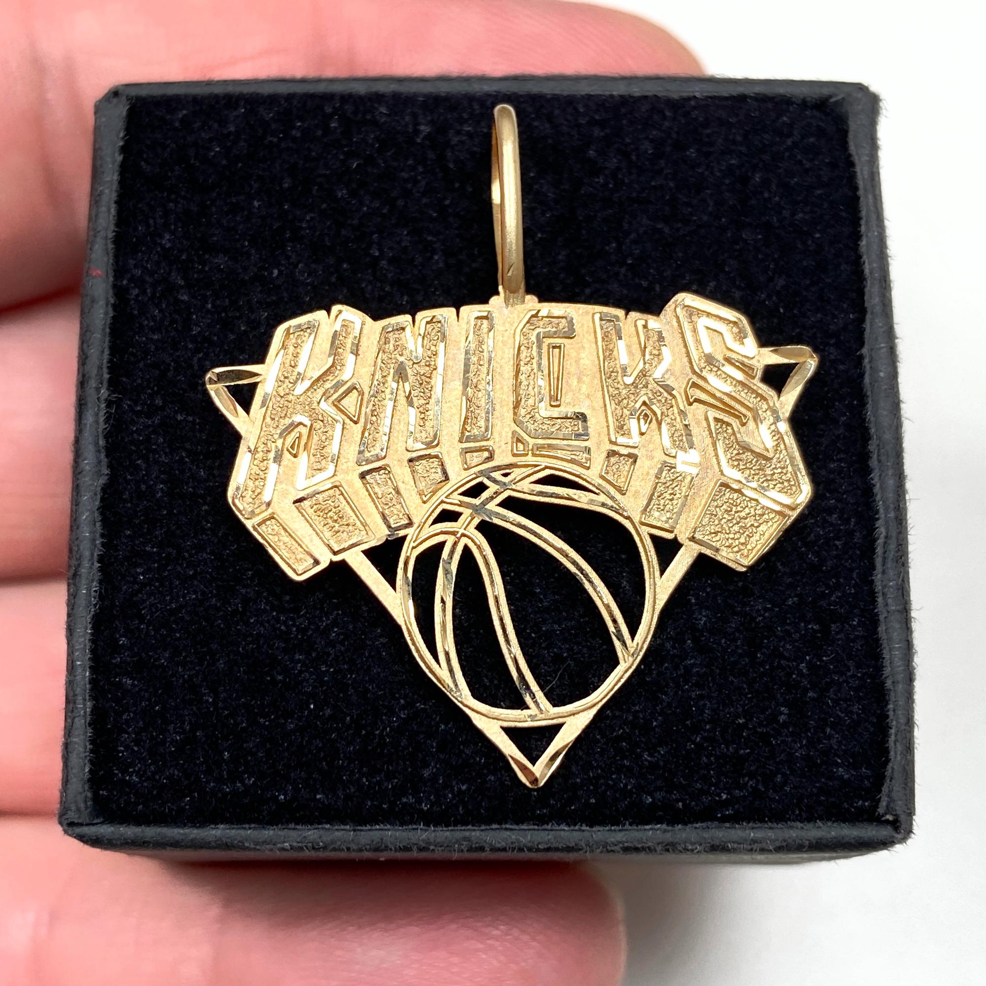 14k Solid Yellow Gold Michael Anthony Knicks Pendant (1.38 Inch
