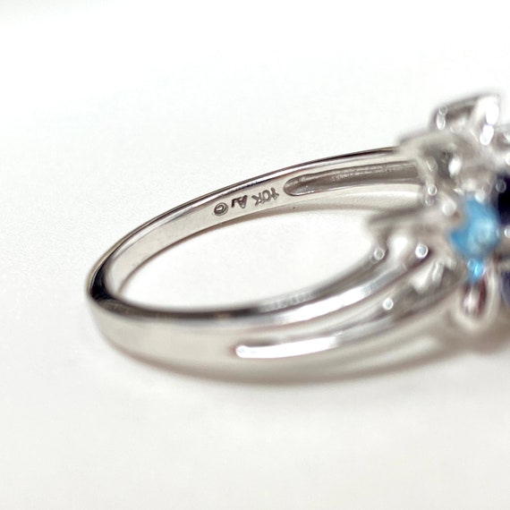 10k Solid White Gold Genuine Baby Blue Spinel, Wh… - image 3