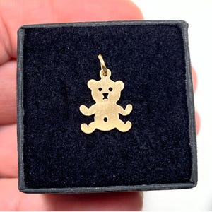 Petit pendentif à breloques ours en peluche en or jaune massif 14 carats (0,62 pouce) (0,54 gramme)