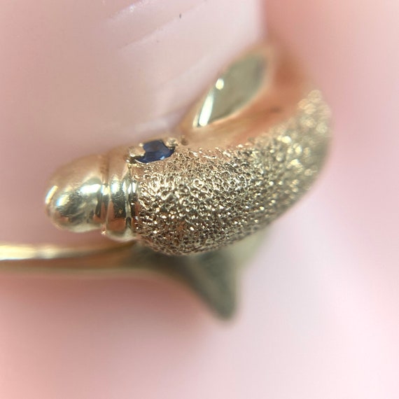 10k Solid Yellow Gold Genuine Blue Sapphire Eye D… - image 4