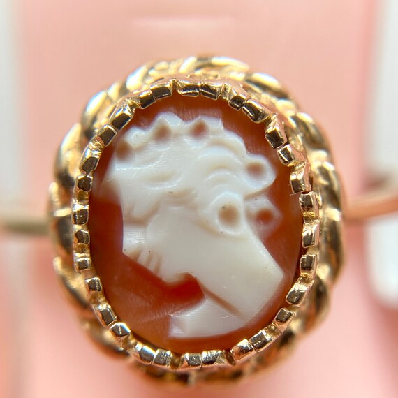 10k Solid Yellow Gold Carved Shell Cameo Estate R… - image 6
