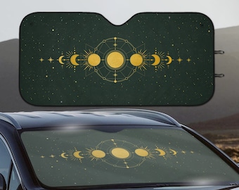 Himmlischer Auto-Sonnenschutz, Windschutzscheiben-Sonnenschutz, UV-Strahlen blind, dunkler Fensterschutz für Wohnmobil / Geländewagen / LKW / Fahrzeug, grün Dekor Accessoire Geschenk für