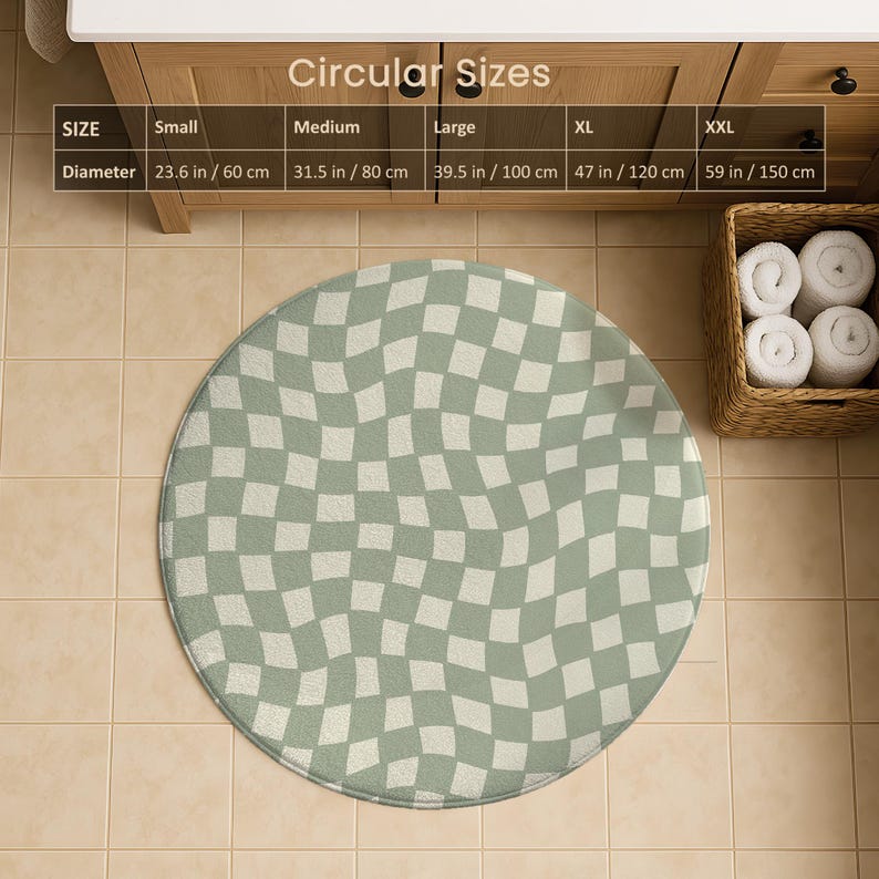 Bath Mat, Green Checkered Bathroom Rug, Non Slip Washable Bath Mat ...