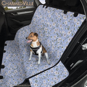 Dog Car Seat Covers, for vehicle full set, Pet carseat accessory, light blue daisy floral truck/suv/ev accesories, cute gift for women