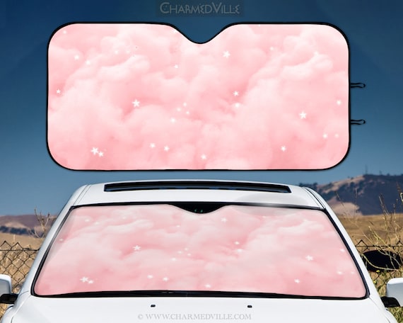 Rosa Auto-Sonnenschutz, niedliche Sonnenschutz-Windschutzscheibenabdeckung,  Anime-Ästhetik kawaii, Sichtschutz-UV-Schutz, Geschenk für LKW / SUV /  Fahrzeug-Fenstervisier - .de