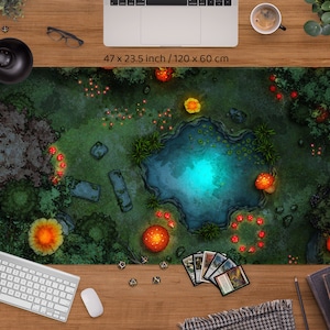 Mgt Spielmatte/ Schreibtischmatte, Battlemap Schreibtischmatte xl, Großes Fantasy Mousepad, dnd play mat Würfelrolle, tcg Kartenspiel, Rpg Brettspiel matt, XXL Mousepad