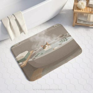 Badrumsmatta, Badrumsmatta, Kattbadrumsmatta, Halkfri tvättbar badrumsmatta, Extra stor badrumsmatta, Minimalistisk spa-badrumsinredning, Söt
