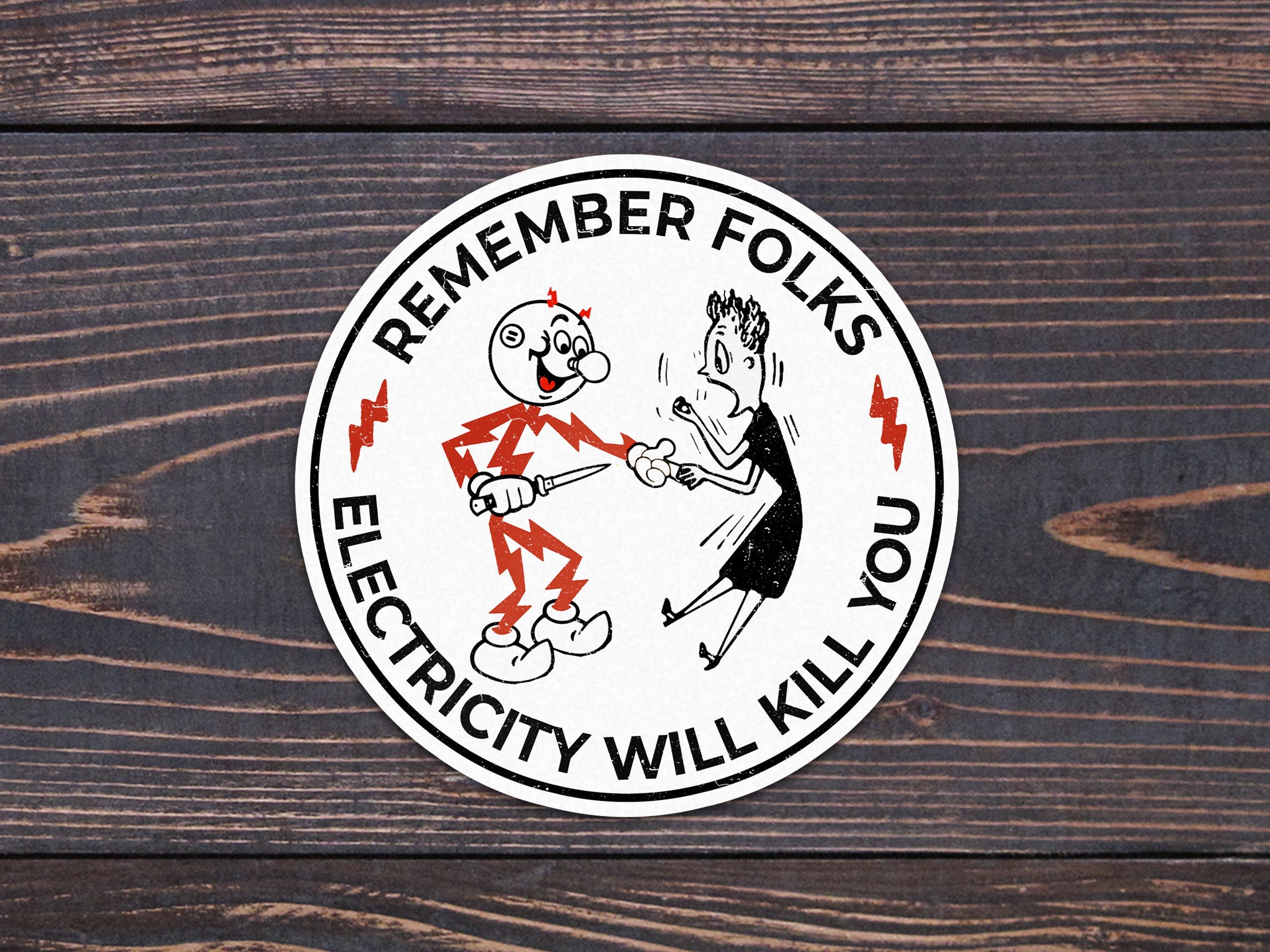 Electricity Will Kill You Sticker Reddy Kilowatt Remember Etsy