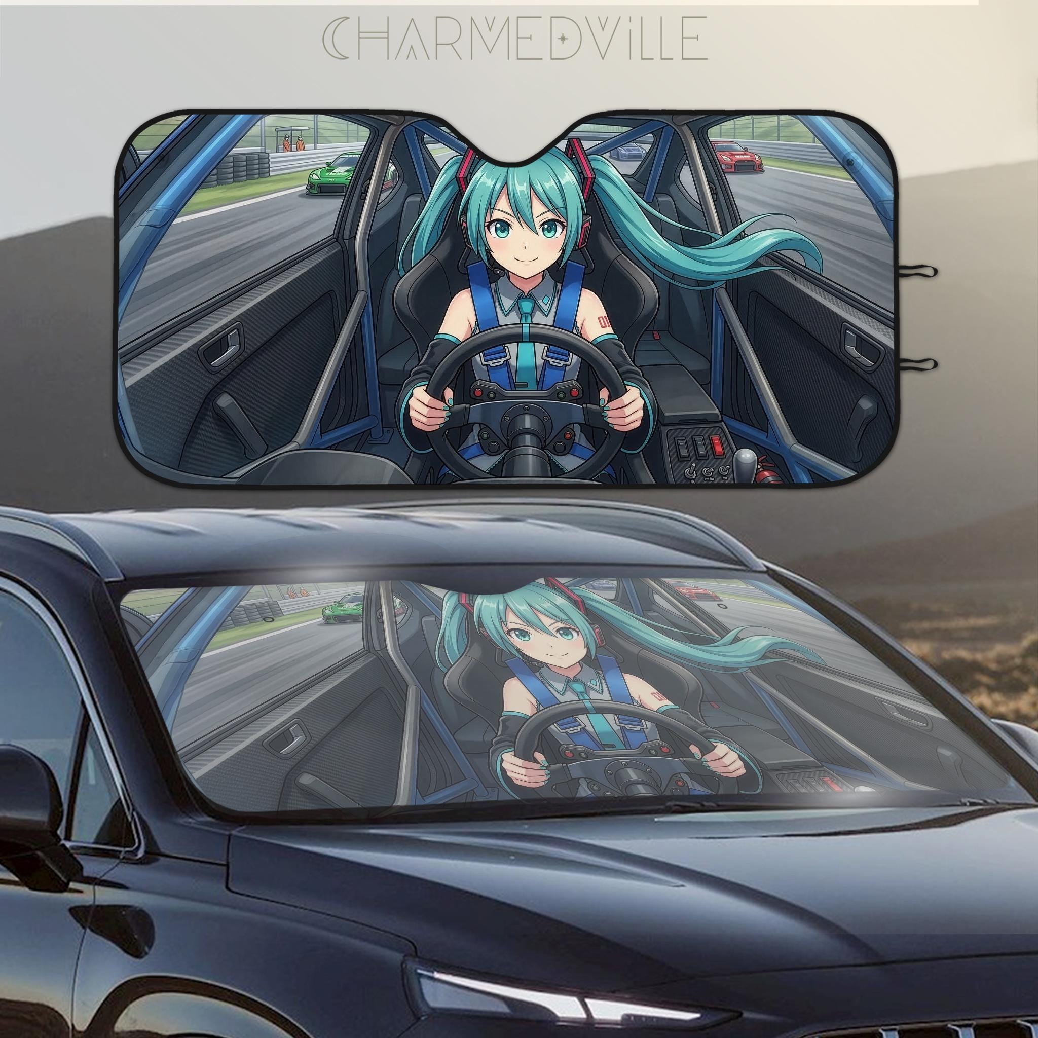 Anime Girl Car Sunshade, JDM Drift Windshield Sun Shade Cover, Miku ...