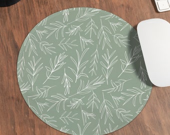 Alfombrilla de ratón verde salvia con reposamuñecas, soporte de teclado ergonómico, accesorio de decoración de alfombrilla de escritorio floral, estética retro, alfombrilla de ratón verde oliva para mujer