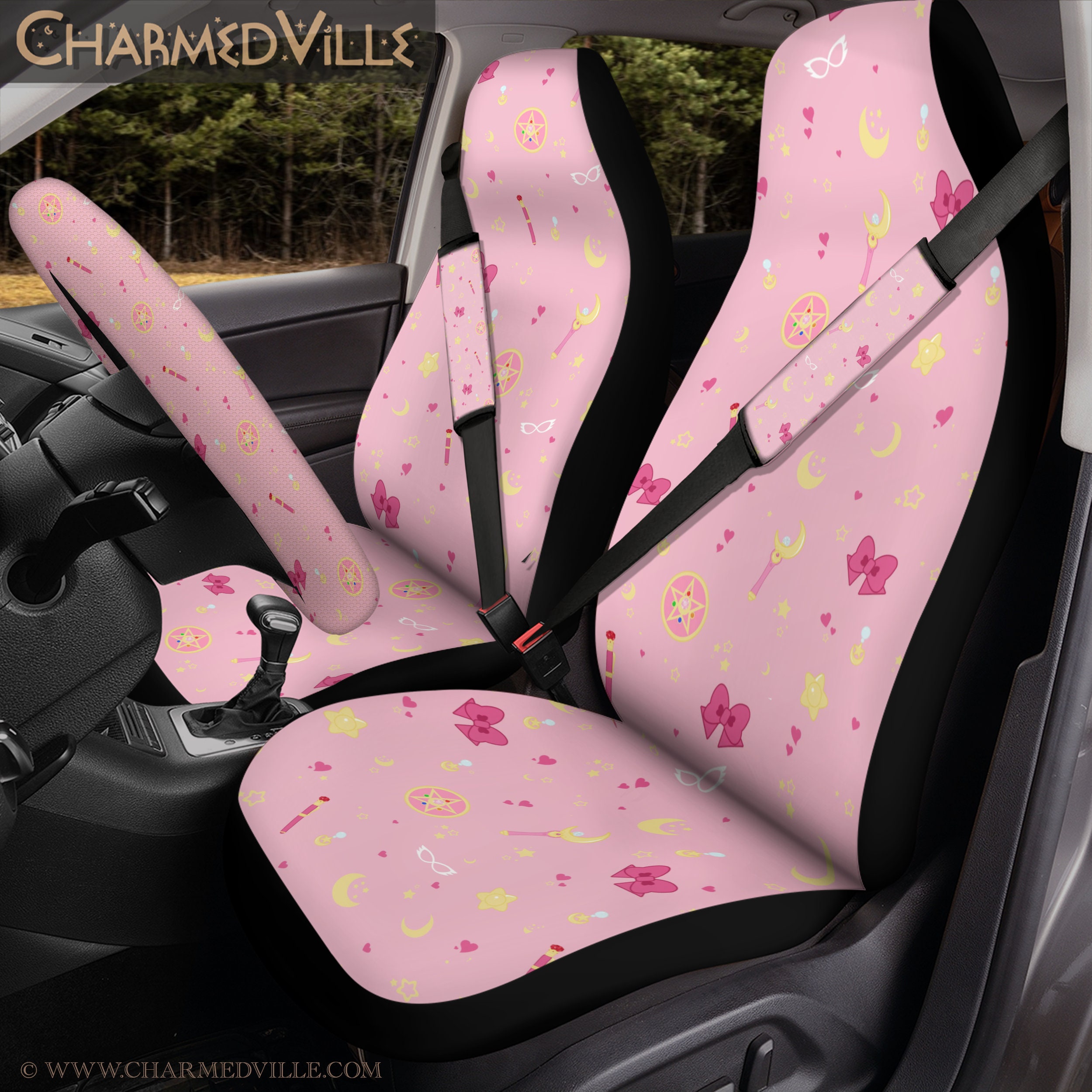 Carseat Inserts Baby Girl CARUILI Infant Car Seat Insert, Car Seat Head Support Baby Girls Boys, Soft & Reversible Newborn Carseat Insert Cushion With 2 Strap Covers, For Stroller, Swing, Bouncer (Pink