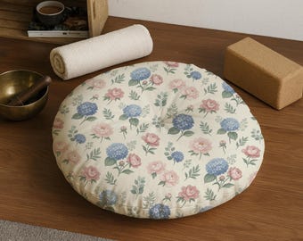 Vintage Floral Zabuton Pillow, Cottagecore Floor Cushion, Boho Meditation Seat, Prayer Yoga Lounge Decor for Cozy Home Floor Corners
