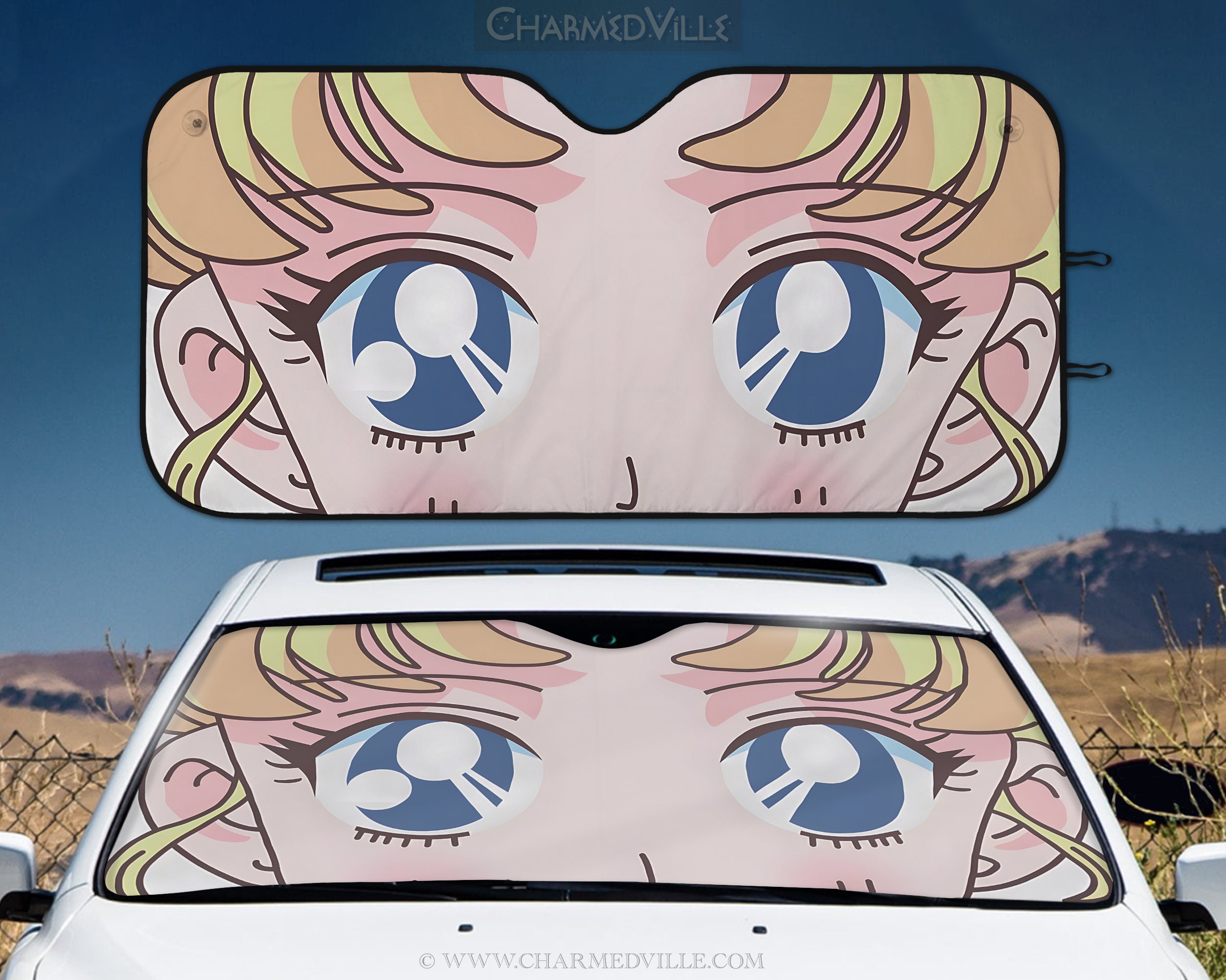 Anime Girl Car Sun Shade, Kawaii Sun Universal Windshield Car