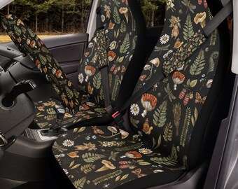 Cottagecore Car Accessories, car seat/floor mat/headrest/seatbelt/steering wheel cover, Dark witchy goth decor, Cute mushroom forest nature