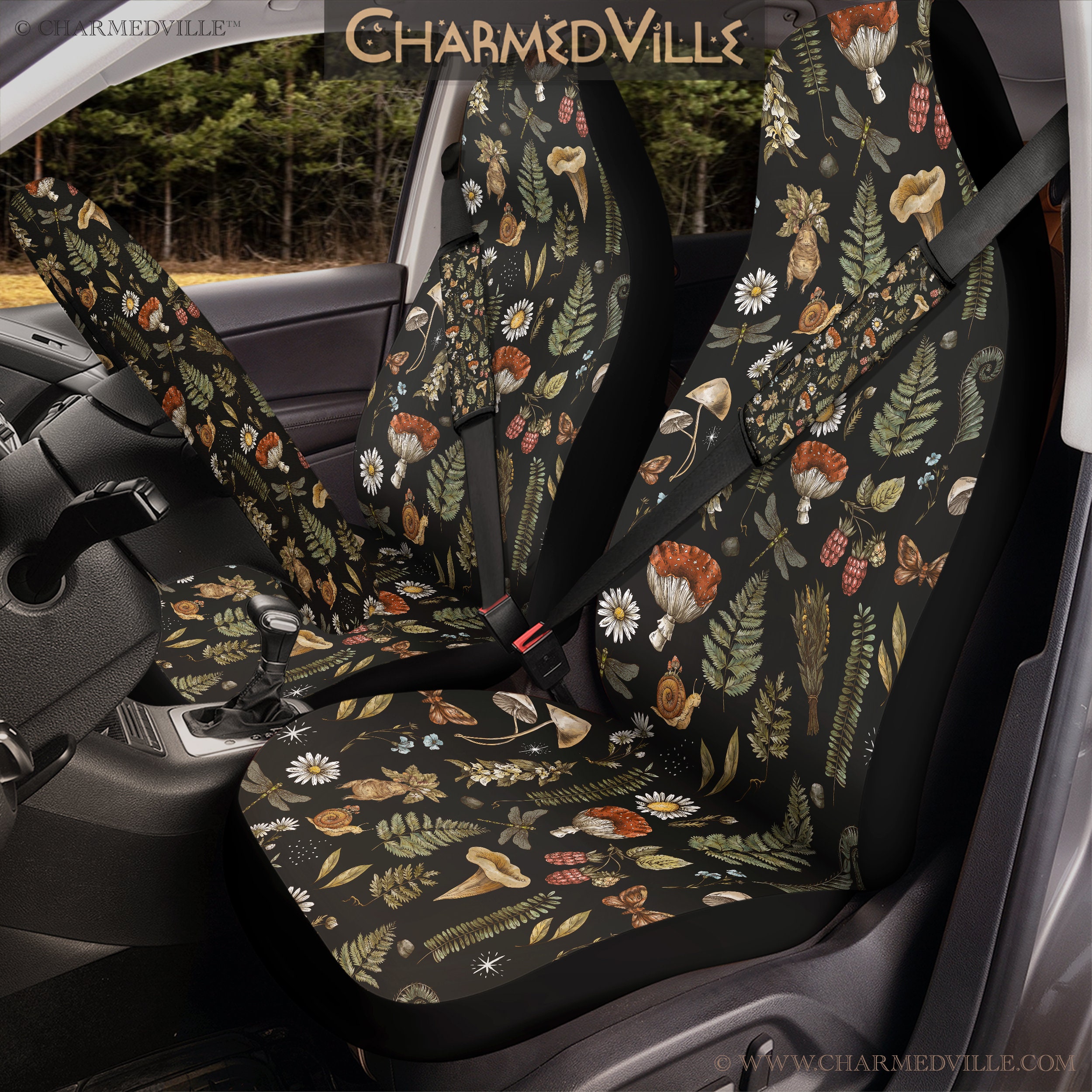 Halloween Spooky ghost Car Seat Cover Set, Kawaii Goth Car accessories