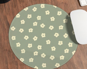 Linda alfombrilla de ratón verde, reposamuñecas de teclado ergonómico, accesorio de decoración de alfombrilla de escritorio floral, estética retro boho, alfombrilla de ratón de flores, regalo para mujeres