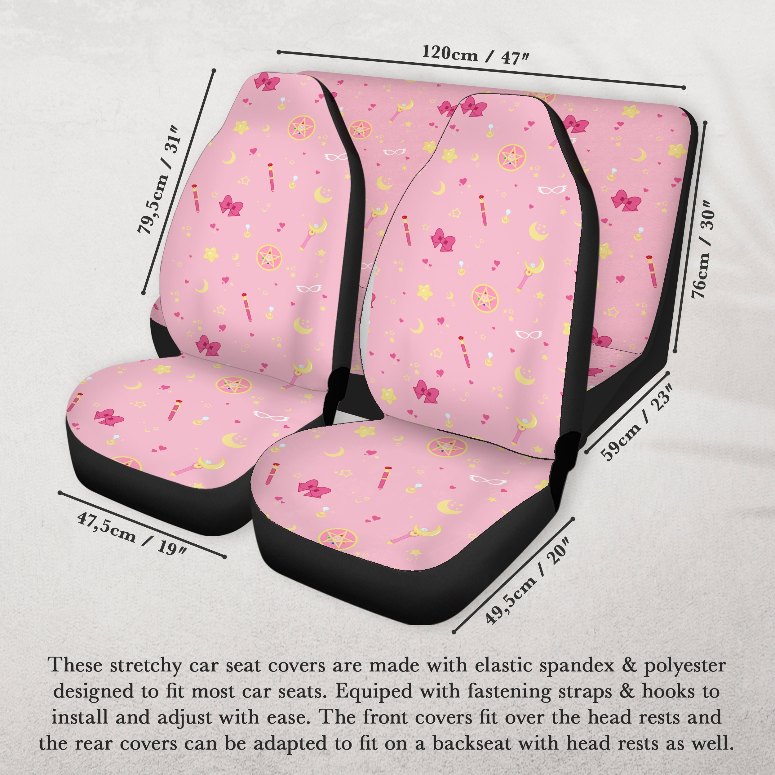 Kawaii Car Seat Cover Full Set for Vehicle Sakura Moon Etsy