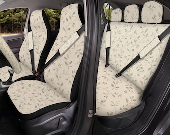 Sage Botanical Car Seat Covers, Universal Front Seat Protector, Airbag Compatible Auto Decor