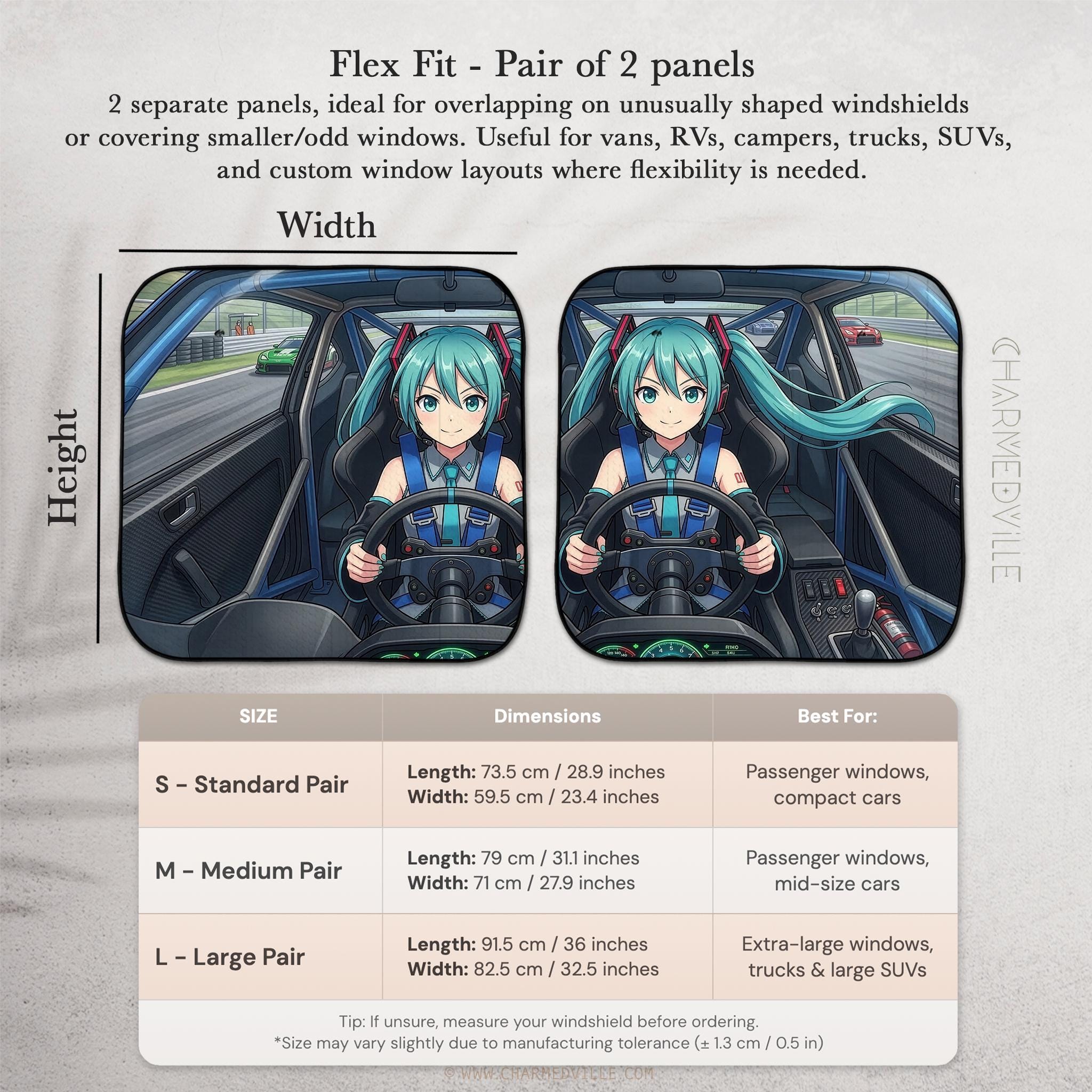 Anime Girl Car Sunshade, JDM Drift Windshield Sun Shade Cover, Miku ...