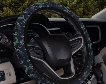 Celestial Car Steering wheel Cover, Boho floral moon decor, Universal/Fits Most Cars/headrest, Dark cottagecore car accessories for women