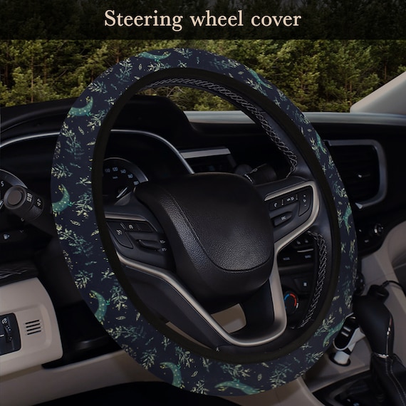 Celestial Car Steering wheel Cover, Boho floral moon decor, Universal/Fits Most Cars/headrest, Dark cottagecore car accessories for women