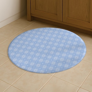 Badematte, Karierter Badezimmerteppich rutschfest, waschbar, blauer Gingham-Badeteppich Extra groß, niedliches ästhetisches Badezimmerdekor, schnell trocknend