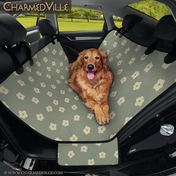 Dog Car Hammock Seat Covers, full set for vehicle suv, Pet bed for truck, green carseat accessory, boho car accesories, cute gift for women