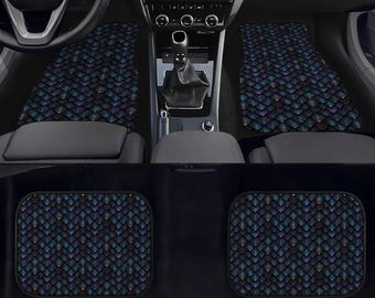Blue Purple Car Mats, Dark Dragon Scale Vehicle Floor Mats, Anti Slip Interior Floor Mat Accessories For Truck SUV Decor