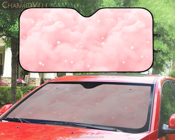 Rosa Auto-Sonnenschutz, niedliche Sonnenschutz-Windschutzscheibenabdeckung,  Anime-Ästhetik kawaii, Sichtschutz-UV-Schutz, Geschenk für LKW / SUV /  Fahrzeug-Fenstervisier - .de