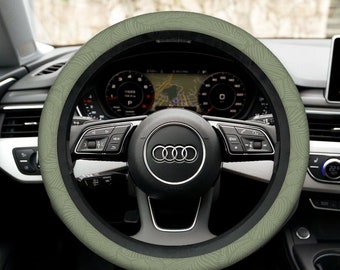 Green Car Interior Accessories, Steering wheel cover, Car seat full set for vehicle, Cute boho sage nature, Carseat cover gift for women
