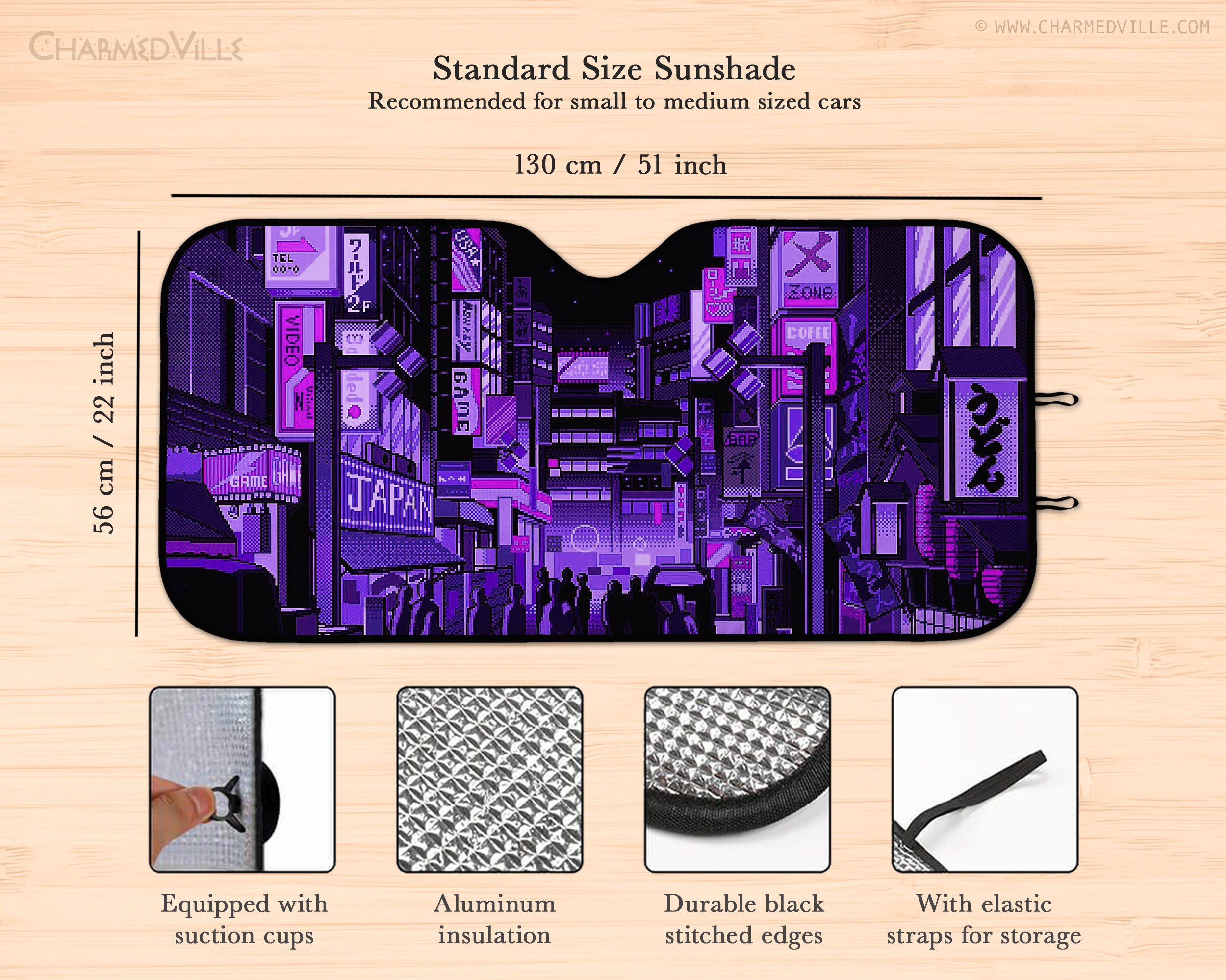 Anime Sunshade Sun Blocker for Windshield, Japanese Vaporwave Cyberpunk ...