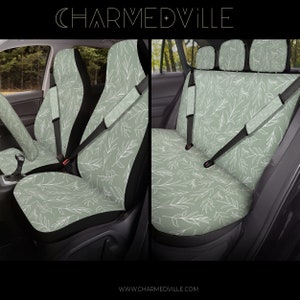 Green Car Seat Covers, full set for vehicle truck suv, olive sage accessory, cute nature car accesories, Carseat chair cover gift for women