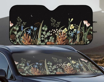 Niedlicher Auto-Sonnenschutz, Natur-Sonnenschutz-Windschutzscheibenabdeckung, dunkles Cottagecore-Zubehör, Sichtschutz UV-Schutz, für LKW / SUV / Fahrzeug-Fenstervisier