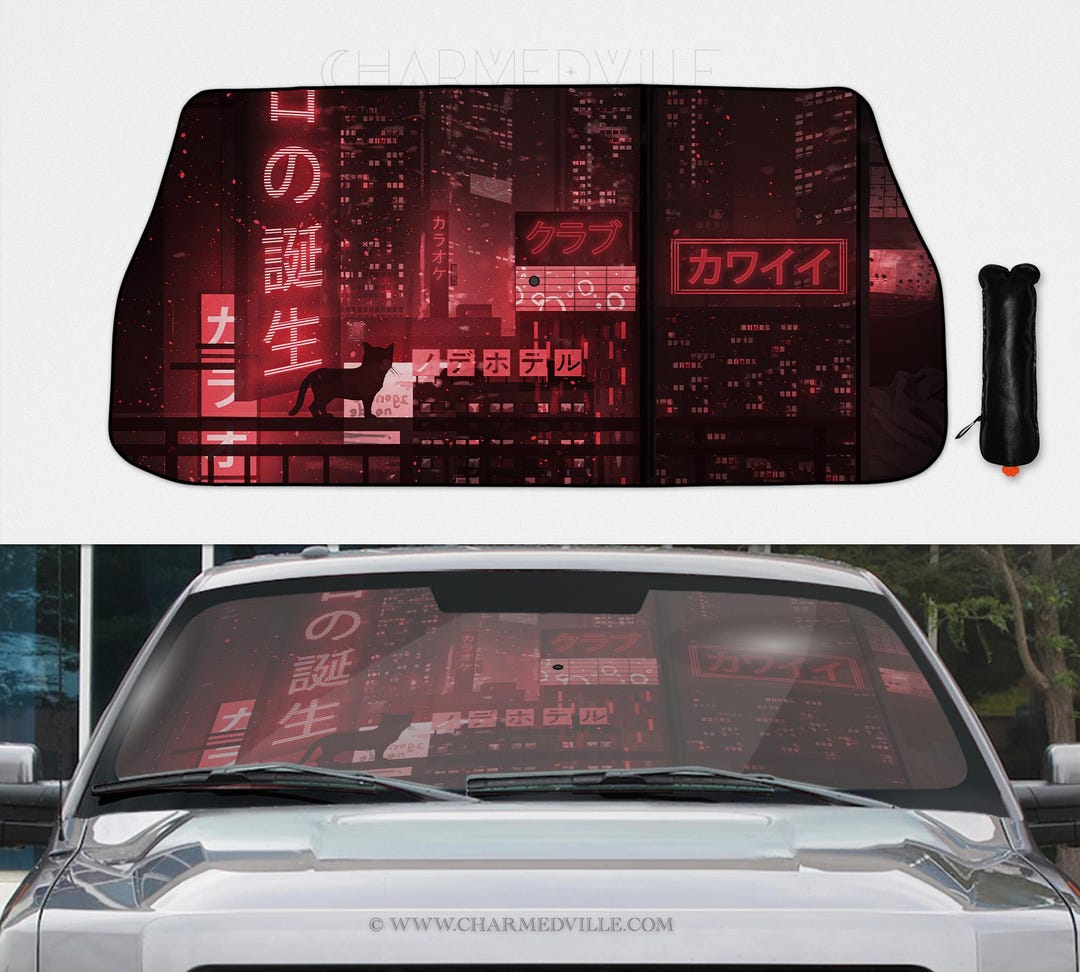 Red Car Sunshade, Windshield Sun Protector, Foldable UV Protection ...