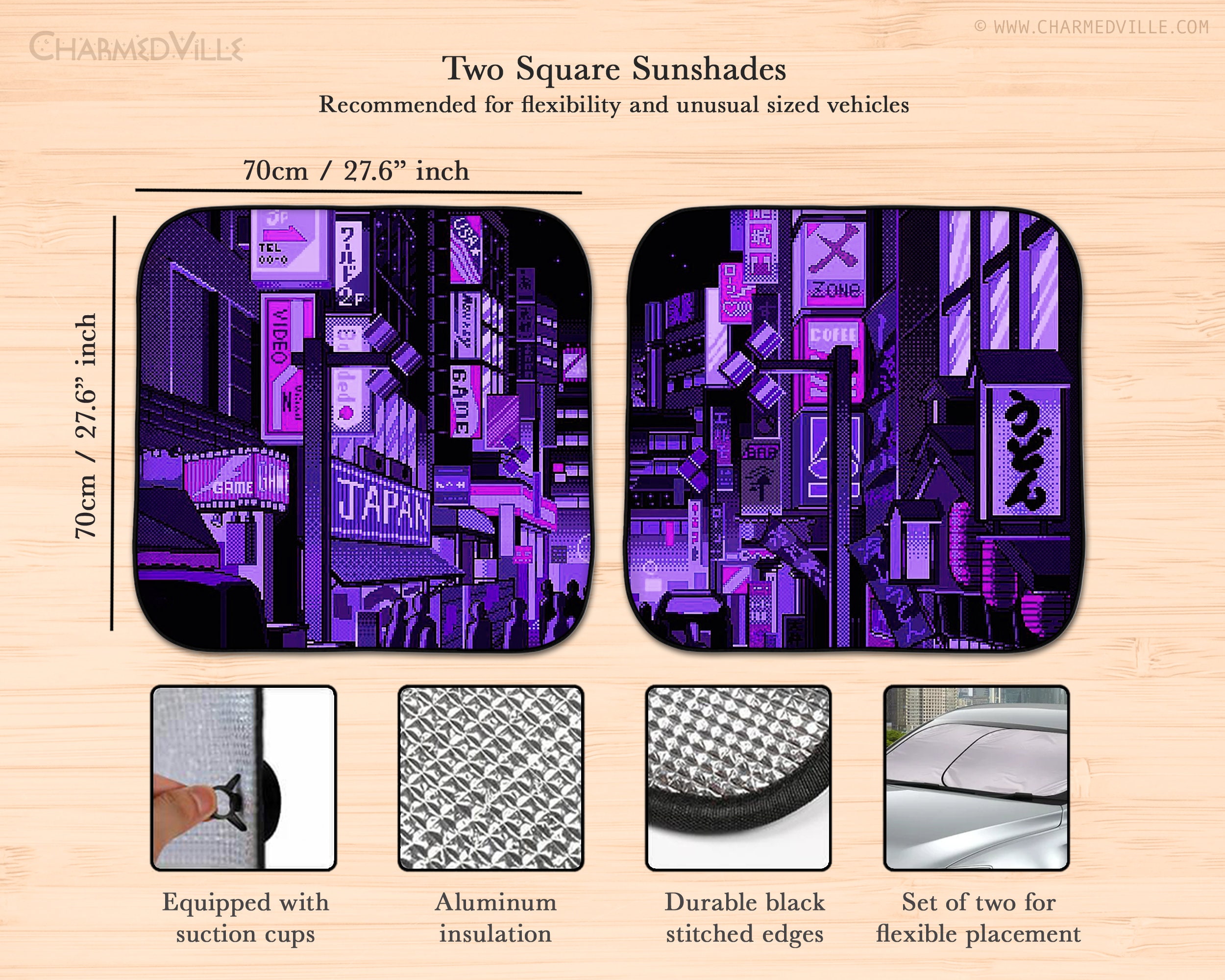 Anime Sunshade Sun Blocker for Windshield, Japanese Vaporwave Cyberpunk ...